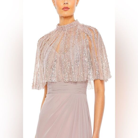 Mac Duggal 20467 evening gown in Rose with cape size 8 NWT - Picture 3 of 12